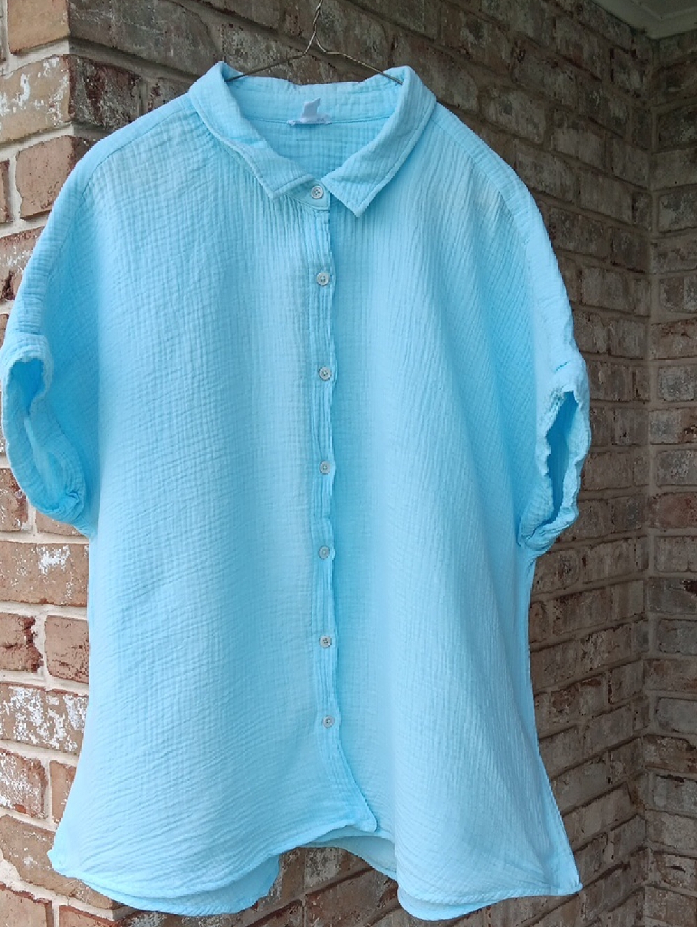 Light Blue Gauze Button-Up Shirt